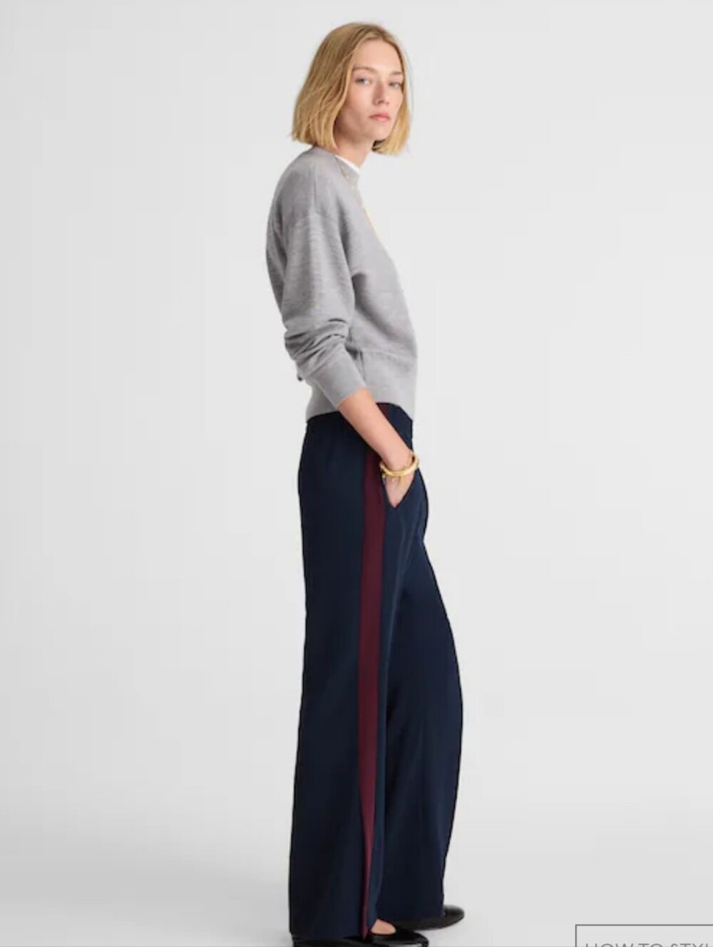 J Crew Pull-On Bootcut Track Pant NX517 Size Navy Maroon